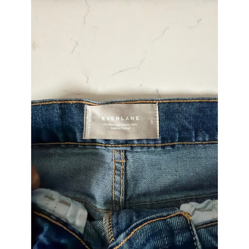 Everlane The Way High Denim Skirt Organic Cotton Blue Mini Skirt 28 High Rise - Picture 2 of 9